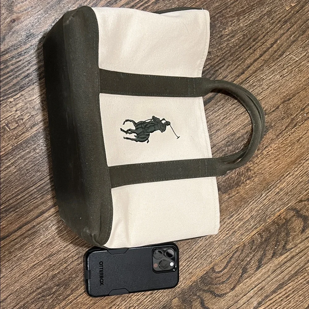 Ralph Lauren Cream and Dark Green Canvas Tote - Picture 6 of 6